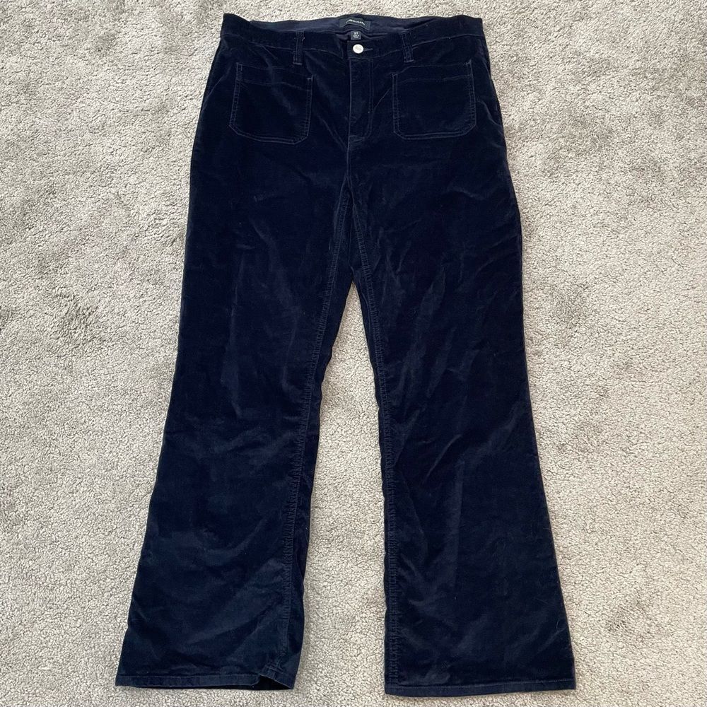 J. Crew Navy Blue Velvet Billie Denim Boot Crop Pants Size 32Tall